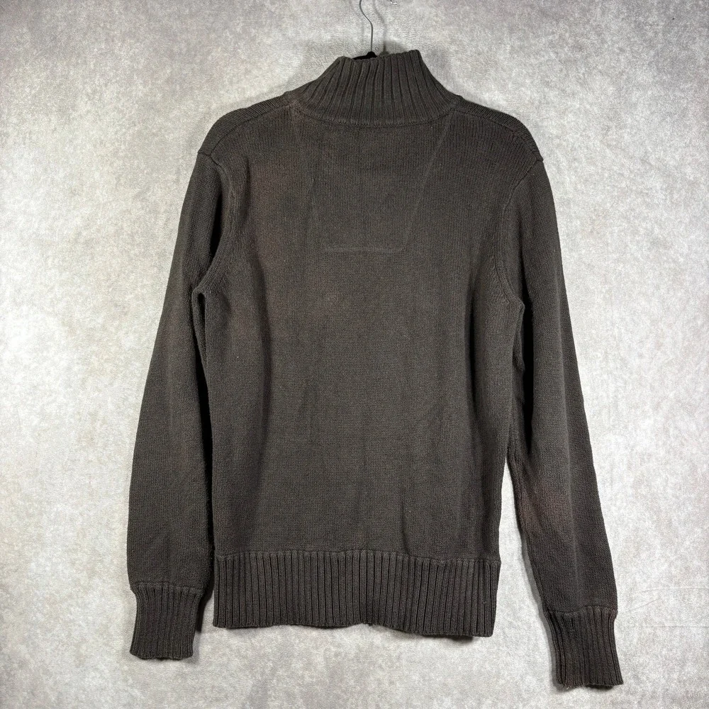 American Eagle Sweater Mens Medium Brown Knit Quarter Zip Pullover Preppy Y2K